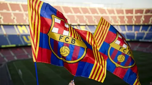 Banderas del FC Barcelona en el Spotify Camp Nou - Archivo