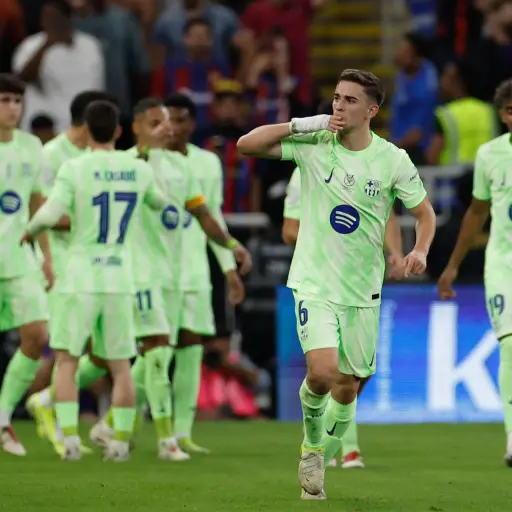 Celebración de Gavi ante el Athletic Club - EFE