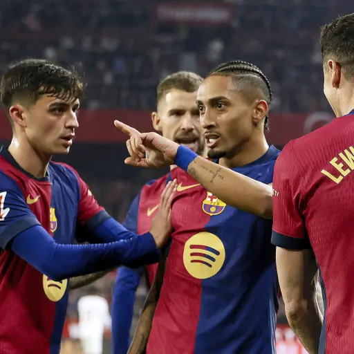 Celebración de Raphinha ante el Sevilla - EFE
