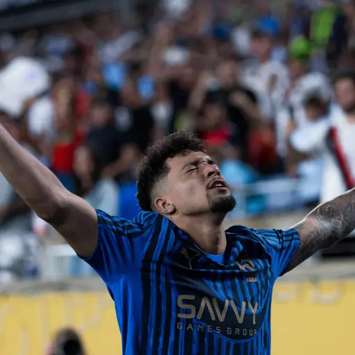 Celebración de Marcos Leonardo ante el Manchester City - Al Hilal