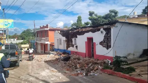Una de las viviendas dañadas a consecuencia de los sismos en Comapa, Jutiapa. ,Bomberos Municipales Departamentales