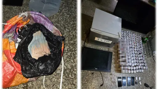 Parte de los objetos decomisados durante la requisa en Pavón. ,PNC