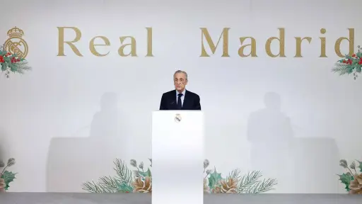 Florentino Pérez, presidente del Real Madrid, durante la cena navideña de este 2025 - Real Madrid C.F.