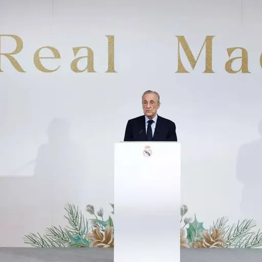 Florentino Pérez, presidente del Real Madrid, durante la cena navideña de este 2025 - Real Madrid C.F.