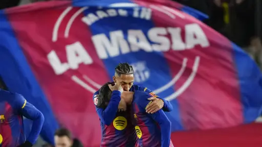 Celebración de Raphinha ante el Atlético de Madrid - EFE