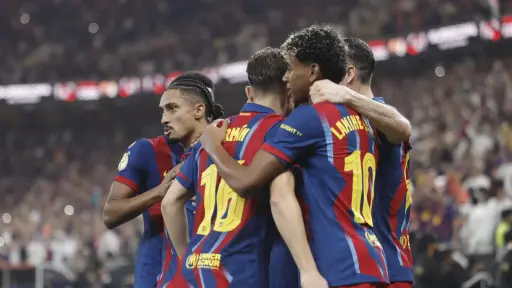 Celebración del Barcelona en la final de la Supercopa de España - EFE