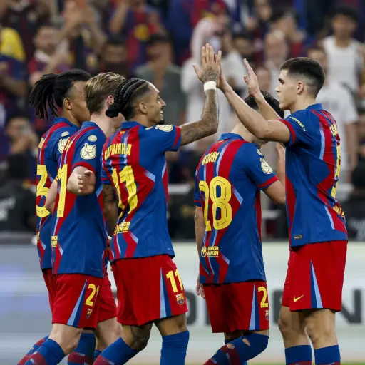 Celebración del Barcelona ante el Athletic Club en la semifinal de la Supercopa de España - EFE