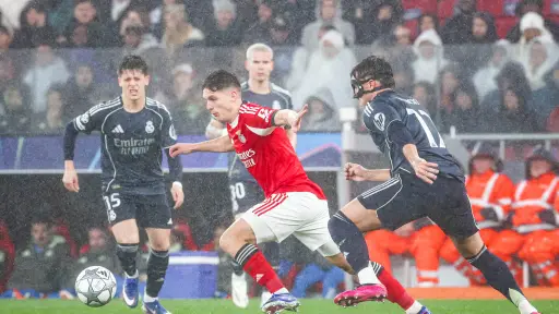 Acción entre Benfica y Real Madrid del pasado miércoles en cierre de fase de liga de Champions League 