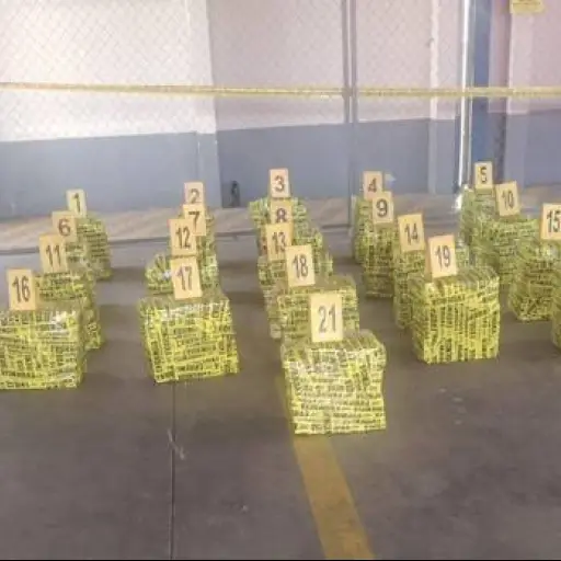 Parte del cargamento de droga decomisado en contenedores que llegaron a Guatemala procedentes de Costa Rica. ,Ministerio de Gobernación