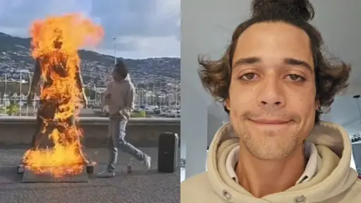 Un hombre incendió la estatua de Cristiano Ronaldo en Maedeira