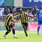Celebración de Jimmy Álvarez, de Aurora, ante Cobán Imperial - Aurora FC