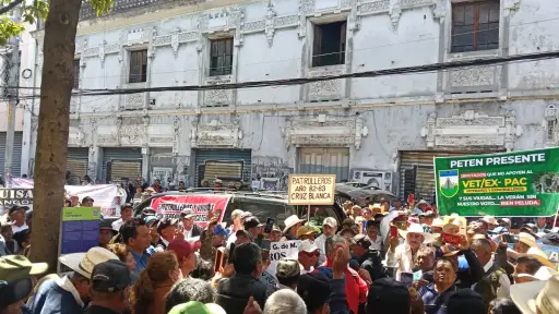 Una manifestación de exmilitares y expatrulleros en la Ciudad de Guatemala. ,Dayana Rashón/EU