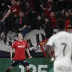 Celebración del Osasuna ante el Real Madrid en El Sadar - EFE