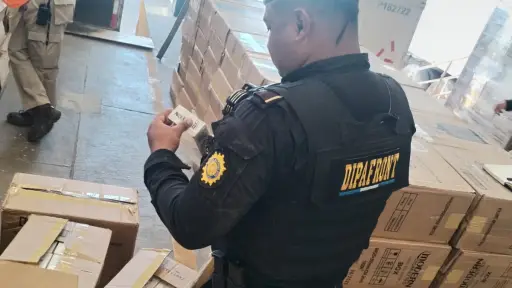 El producto de origen ilícito fue embalado por las autoridades. ,Ministerio de Gobernación.