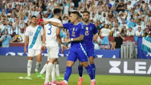 Celebración de Lautaro Martínez ante Guatemala en un duelo amistoso 