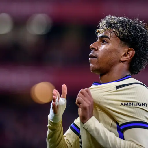 Celebración de Lamine Yamal ante el Athletic Club - EFE