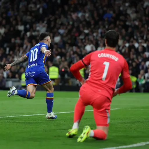 Celebración del Getafe ante el Real Madrid en el Estadio Santiago Bernabéu - EFE