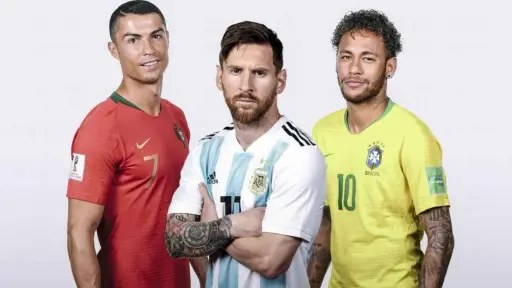 Foto de archivo de Cristiano Ronaldo, Lionel Messi y Neymar Jr. - RR.SS.
