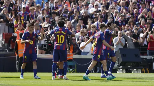 Celebración del Barcelona ante el Rayo Vallecano - EFE