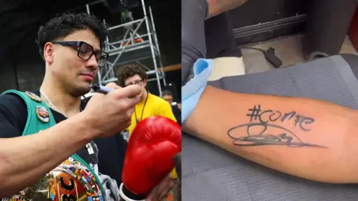 Aficionado se tatúa la firma de Lester Martínez - RR.SS.