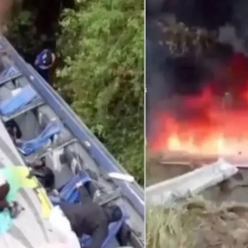 Pasajeros escapan de bus antes de incendio ,Captura de video