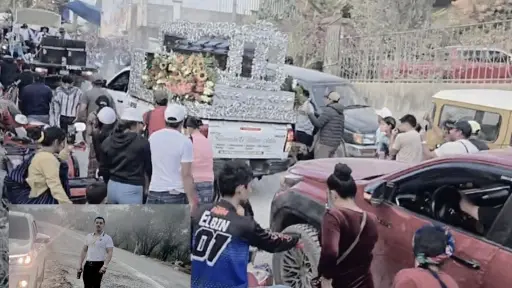 Cientos de personas acompañaron la llegada del joven Jesler Palacios. ,Redes sociales.