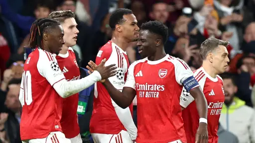 Celebración del Arsenal ante el Atlético de Madrid - EFE