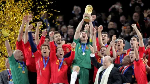 España celebrando el título en Sudáfrica 2010