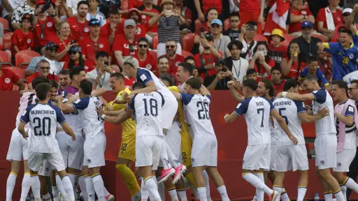 Bosnia celebra el gol de Jovo Lukic ante Canadá. ,EFE