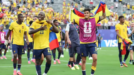 Moisés Caicedo junto con Piero Hincapié celebran en el Mundial 2026 ,EFE