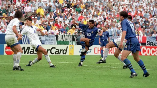 El último gol de Diego Maradona en los Mundiales fue contra Grecia en 1994 ,FIFA