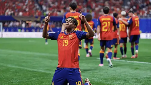 Lamine Yamal tras su primer gol mundialista ,Selección de España