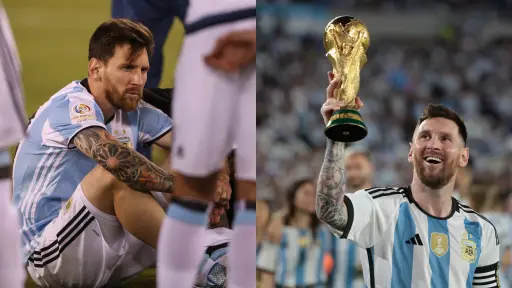 Lionel Messi en dos momentos diferentes con Argentina: Derrota y victoria 