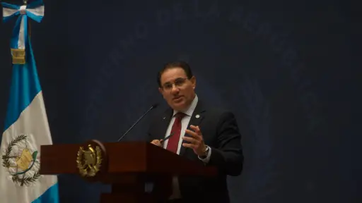 El ministro de Gobernación, Marco Antonio Villeda, en conferencia de prensa el lunes 13 de julio de 2026 en el Palacio Nacional de la Cultura. ,Omar Solís/Emisoras Unidas