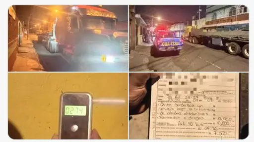 Uno de los conductores de los cabezales dio positivo en la prueba de alcoholemia. ,PMT capitalina/Montejo