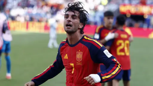 Celebración de Ferran Torres en la final del Mundial - EFE
