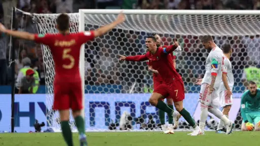 Cristiano Ronaldo anotó un triplete ante España en 2018 - EFE