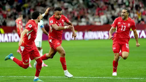 Celebración de Suiza frente a Argelia 