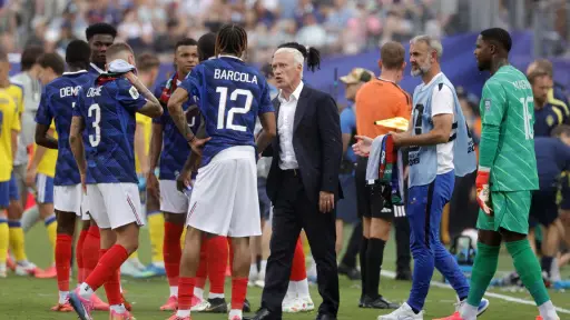 El seleccionador de Francia, Didier Deschamps, durante un partido del Mundial 2026. ,EFE