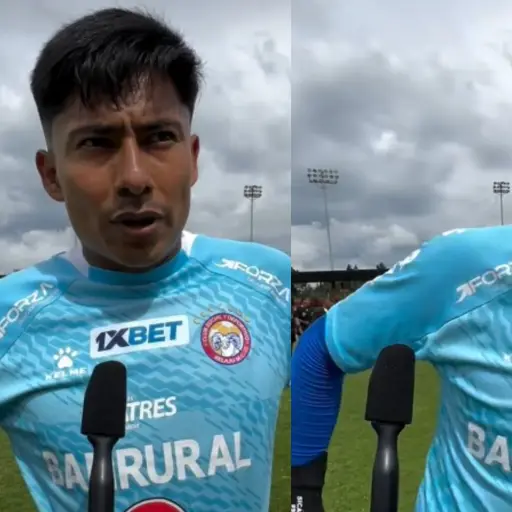 Momento en que Estuardo Sicán fue interrumpido en plena entrevista por Jesús López