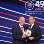 Gianni Infantino y Aleksander Ceferin en el 49 congreso de la UEFA - EFE