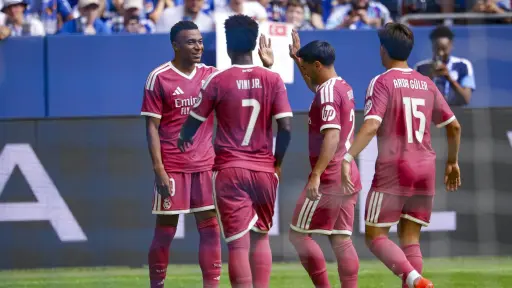 Celebración del Real Madrid ante el Schalke 04 en su último amistoso de pretemporada - EFE