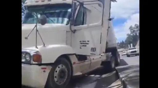 La unidad de transporte quedó fuera de la carretera tras el percance. ,Captura de pantalla.