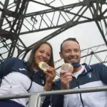 Adriana Ruano y Jean Pierre Brol cuando regresaron a Guatemala tras París 2024