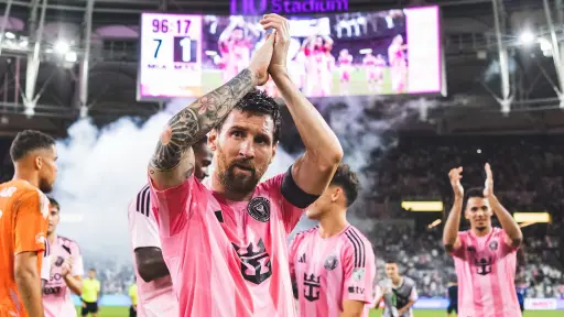 Lionel Messi celebra el triunfo del Inter Miami - Inter Miami
