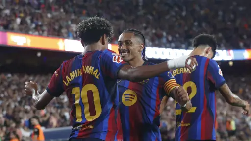 Celebración del FC Barcelona ante el Rayo Vallecano - EFE