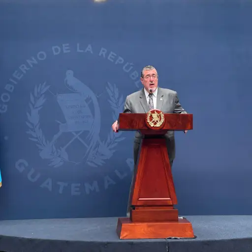 El presidente Bernardo Arévalo durante la conferencia de prensa 