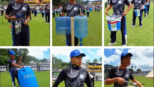 Los estudiantes derrocharon creatividad con los instrumentos que improvisaron.  ,Capturas de pantalla.