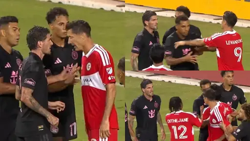 Pelea entre Robert Lewandowski y Rodrigo de Paul 