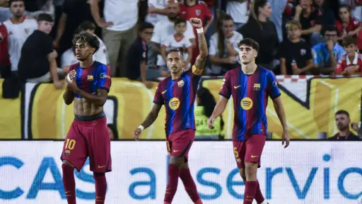Celebración de Raphinha ante el Sevilla en el Ramón Sánchez-Pizjuán - EFE